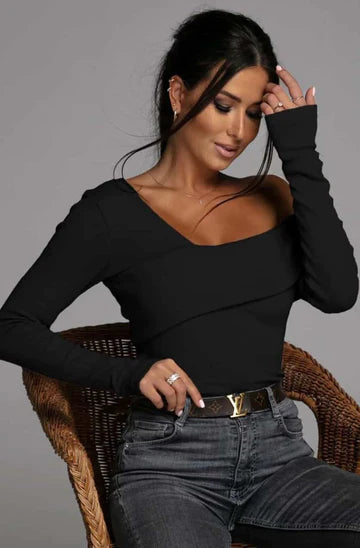 Tabitha Ribbed Top Black