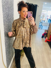 Diamante Leopard Bow Tie Blouse- More Colours