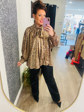 Diamante Leopard Bow Tie Blouse- More Colours