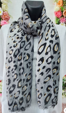 Leopard Print Black & Grey scarf