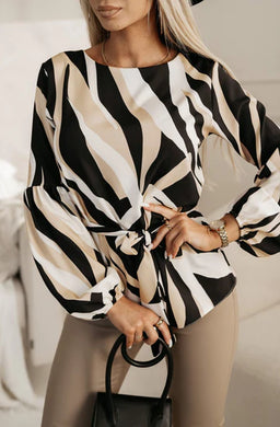 Ashley Abstract Tie Blouse