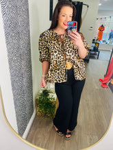 Animal Print Bow Blouse