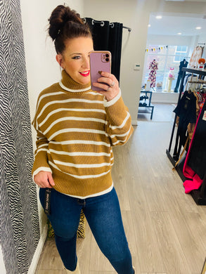 Melanie Striped Roll Neck Jumper