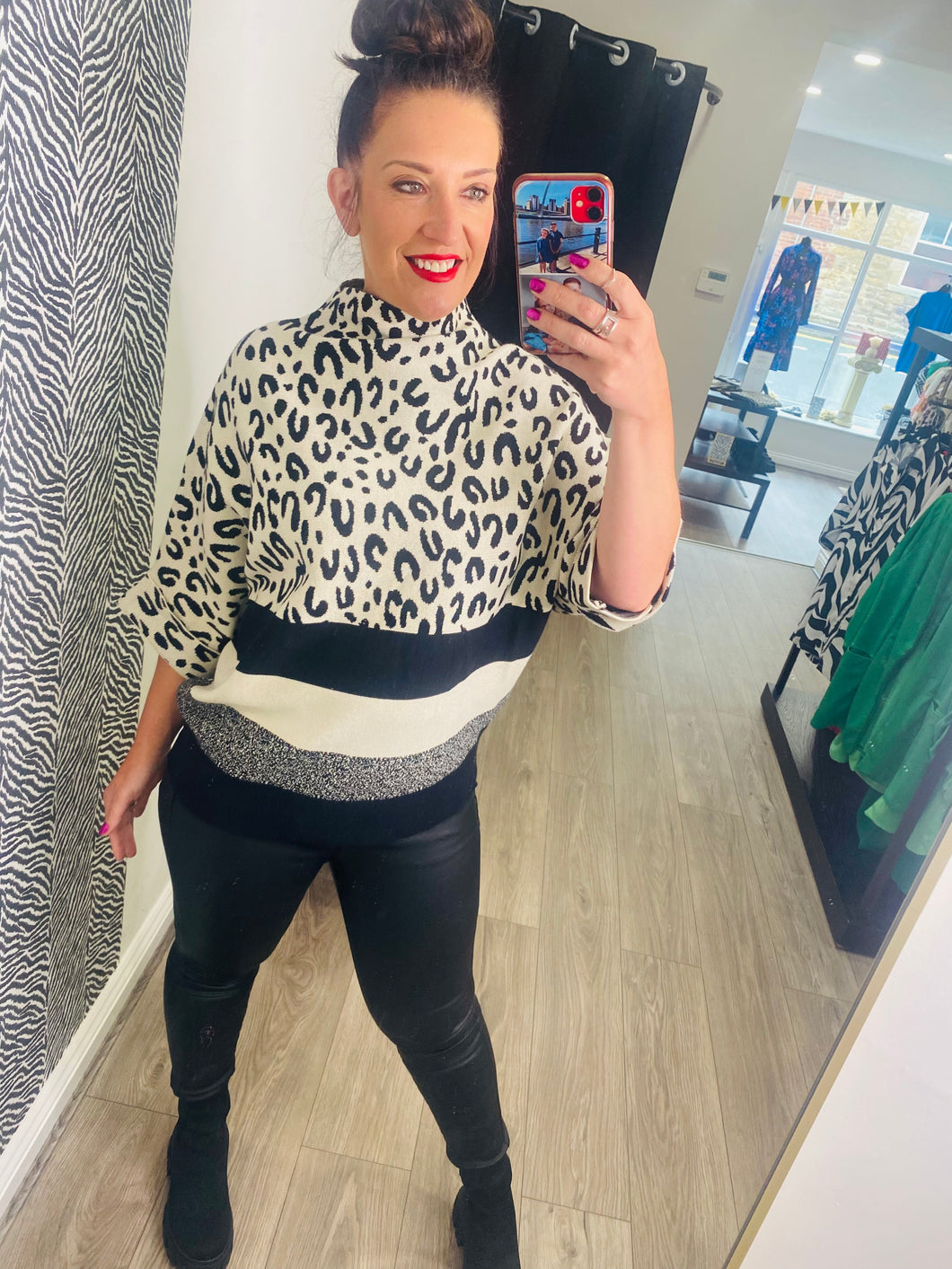Leopard Cap Sleeve Boxy Jumper