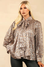 Diamante Leopard Bow Tie Blouse- More Colours