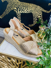 Millie Foil Espadrille Wedge - Gold