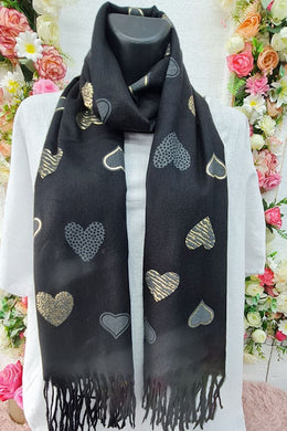 Foil Heart Print Scarf - More Colours