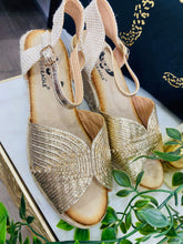 Millie Foil Espadrille Wedge - Gold