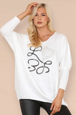 Love Heart Jumper with Pearl Detail