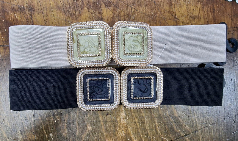 Marble Square Elasticated Belt