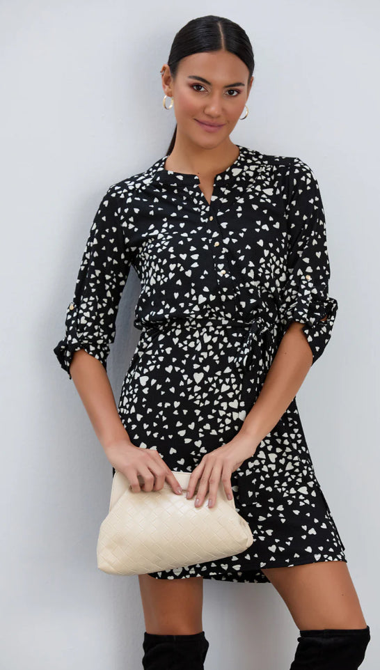 Marley Heart Print Shirt Dress