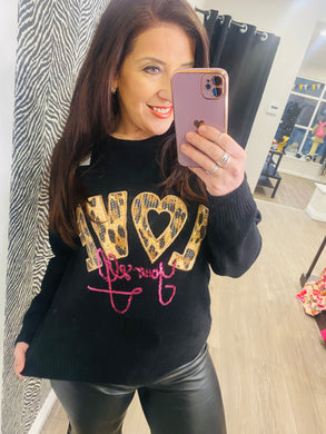 Love Yourself Sequin Leopard Jumper