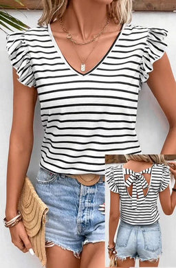 Abigail Striped Bow Back T Shirt