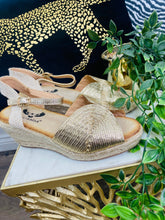 Millie Foil Espadrille Wedge - Gold