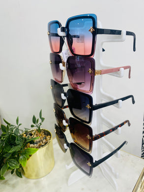 Square Ombré Sunglasses with Gold Bee
