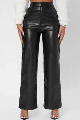 Xenia Wide Leg Leatherette Trousers