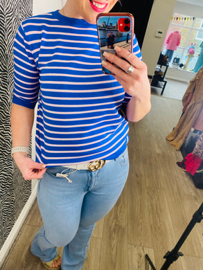 Sara Striped Knitted T - Blue