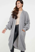 Balloon Sleeve Knitted Cardigan with Pockets