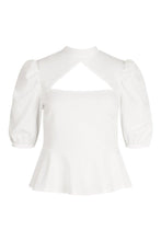White Peplum Top with Cut out Choker